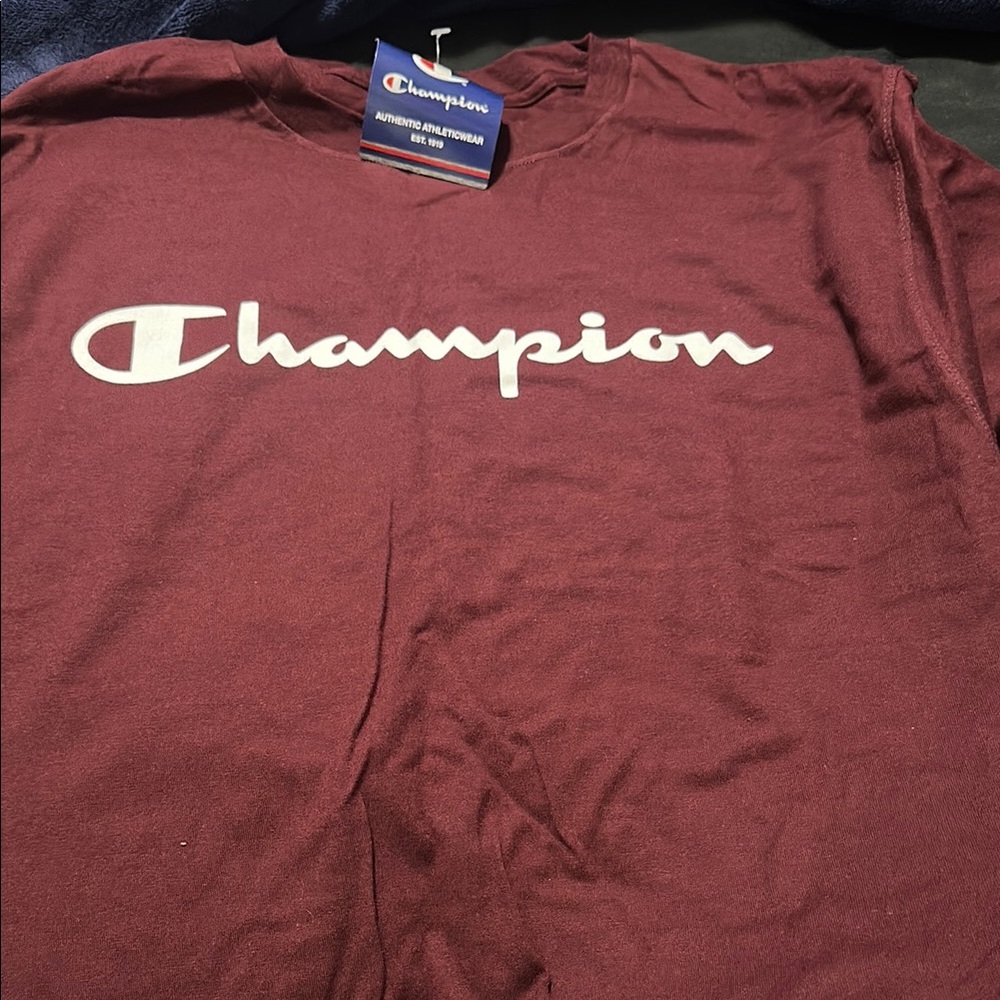 Champion Burgundy Tee with White Logo